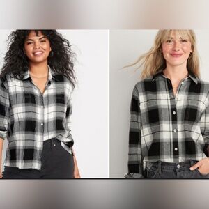 Old Navy Cropped Flannel Boyfriend Shirt